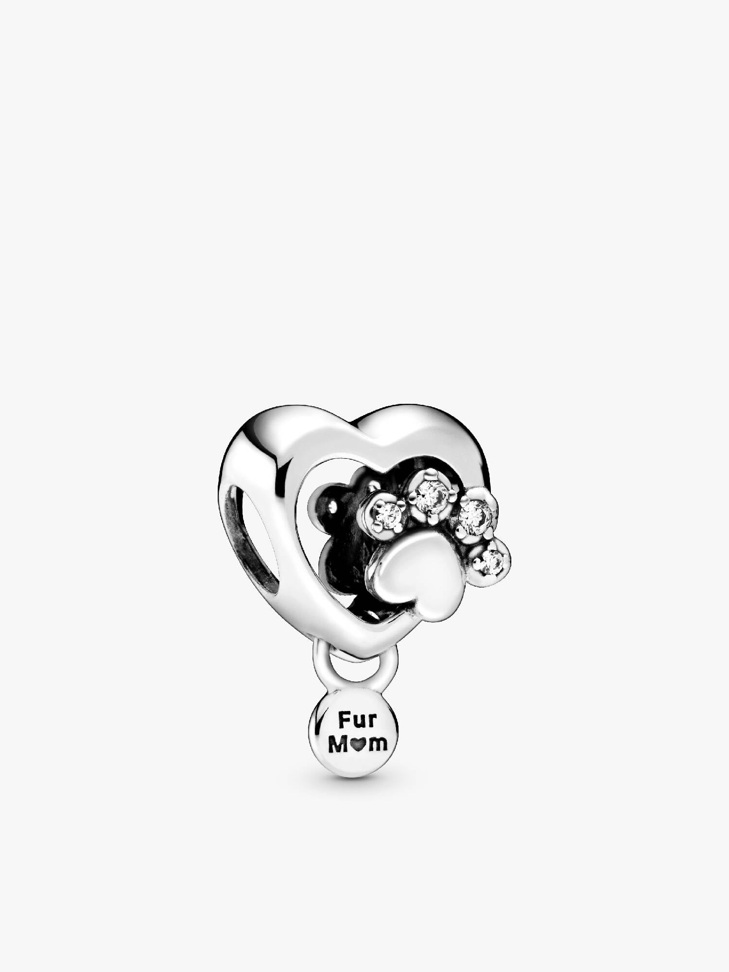 Sparkling Paw Print & Heart Charm