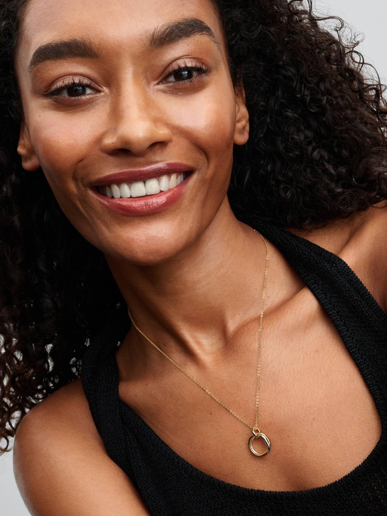 Organically Shaped Two-Tone Pendant Necklace
