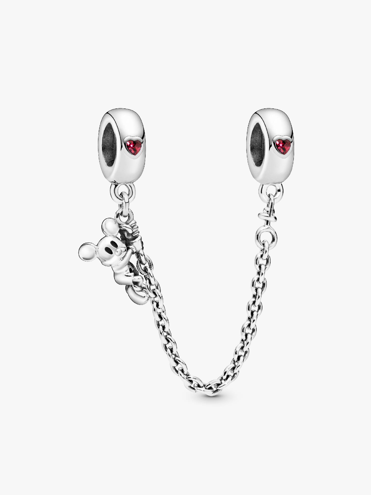Disney Mickey silver safety chain with red cubic zirconia