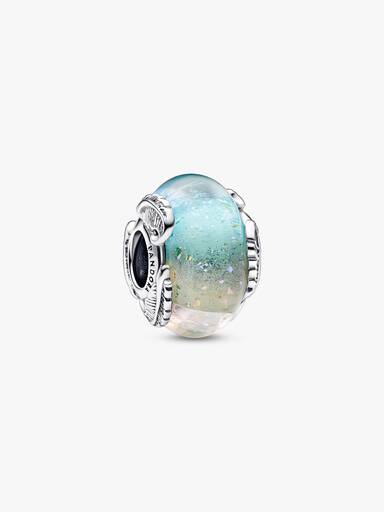 Multicolour Murano Glass & Curved Feather Charm