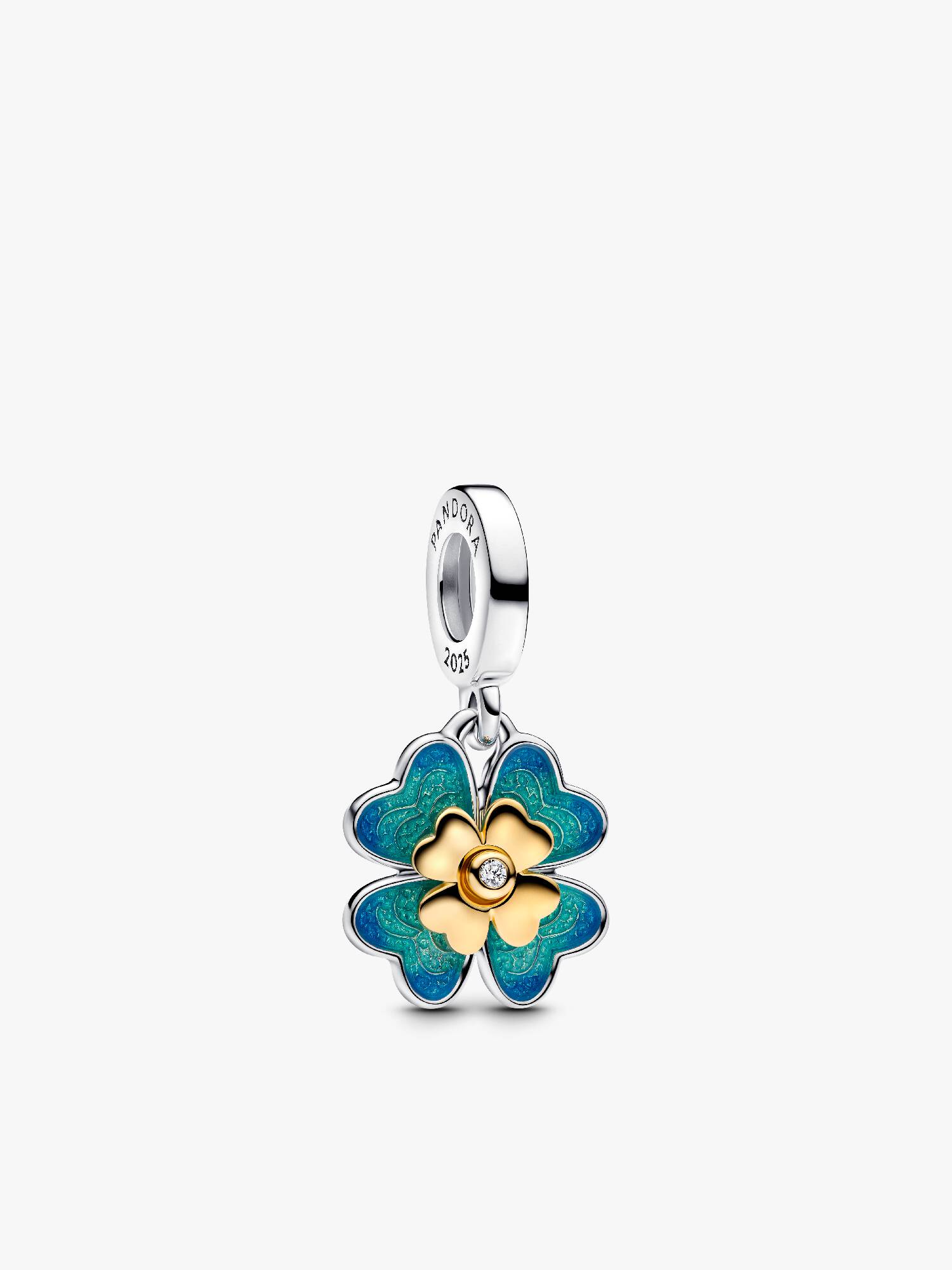 Spinnable Four Leaf Clover Lab-Grown Diamond Dangle Charm