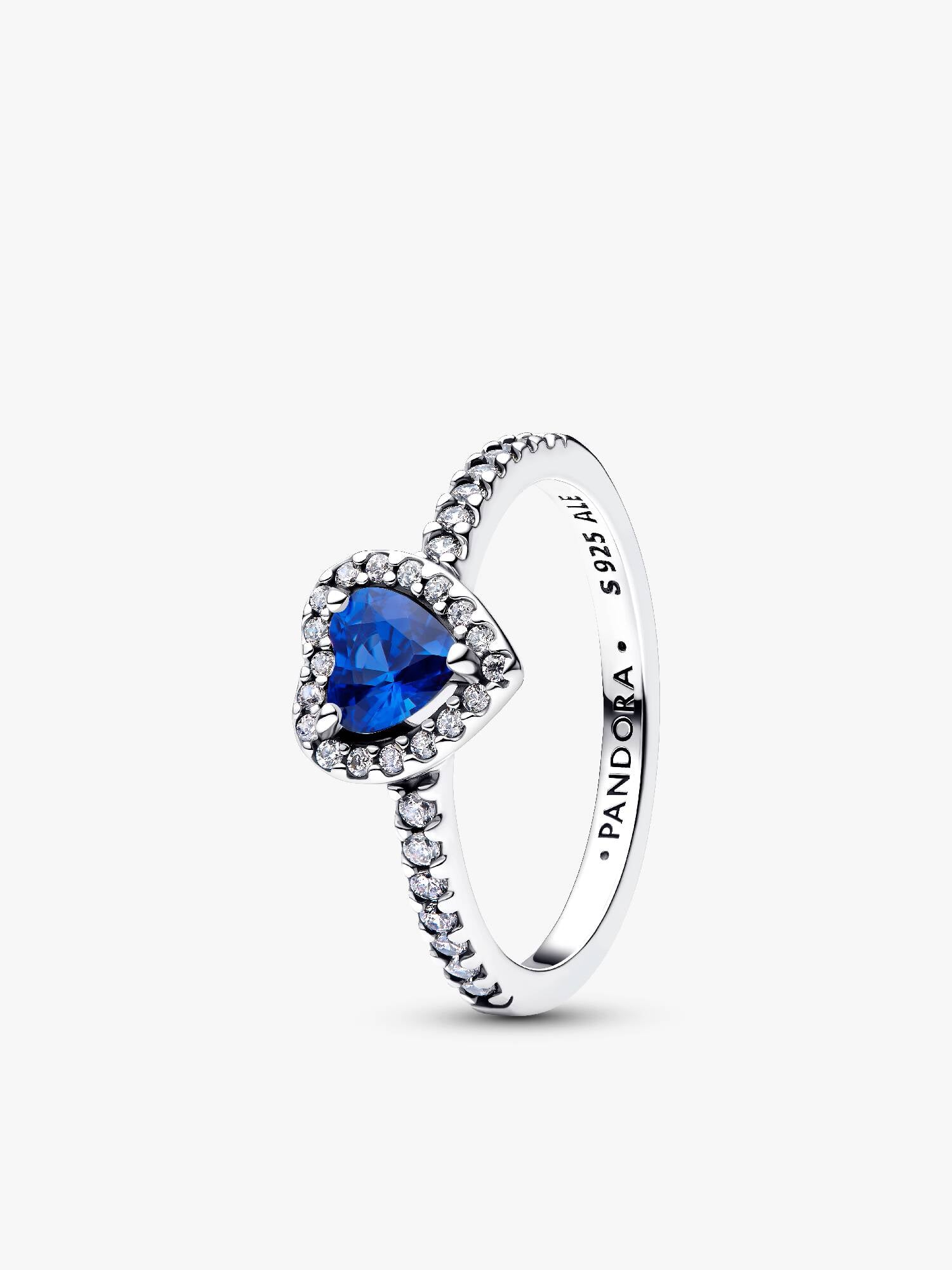 September Crystal Birthstone Elevated Princess Blue Heart Ring