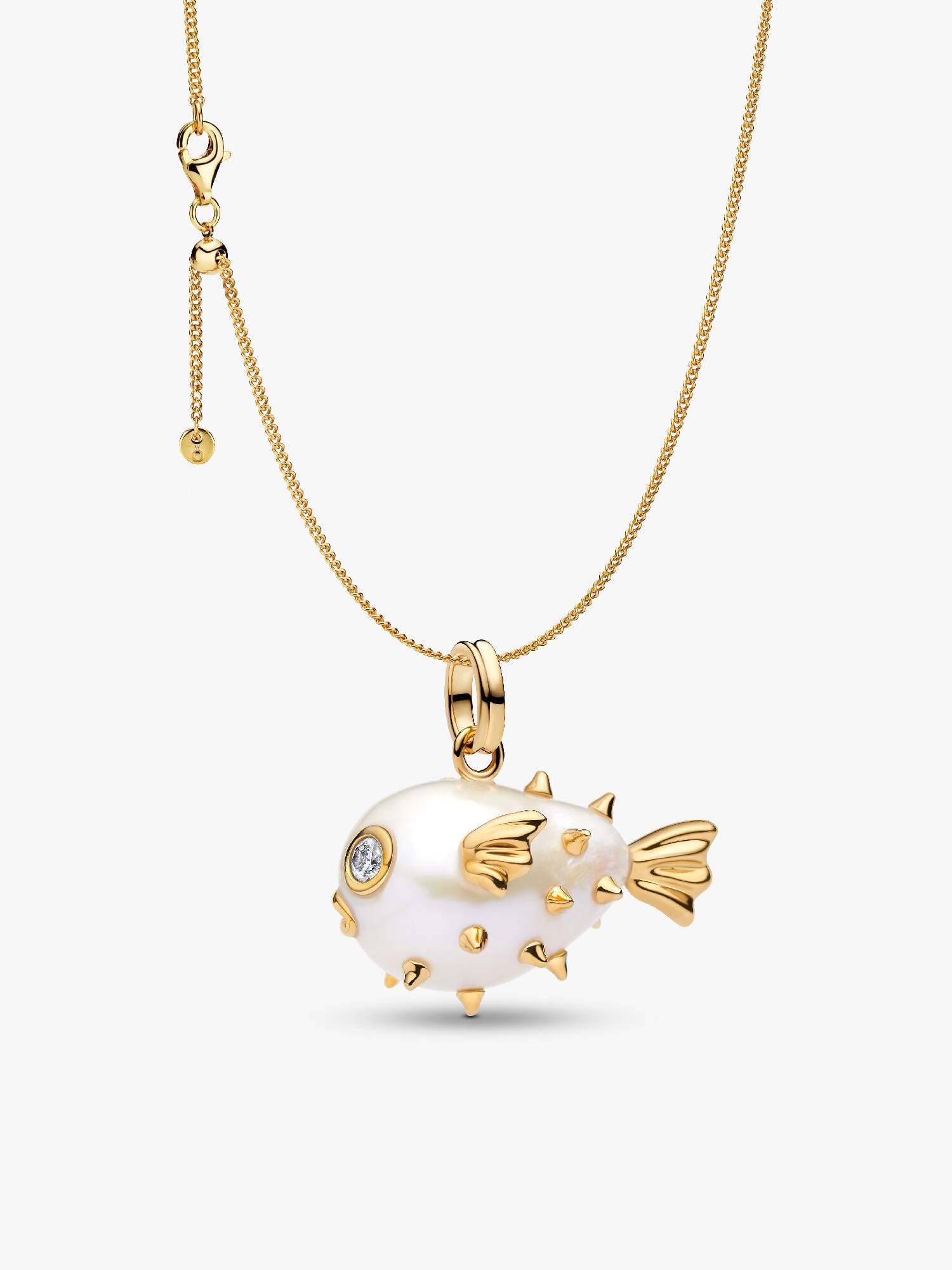 Baroque Pearl Puffy Fish Pendant Necklace set