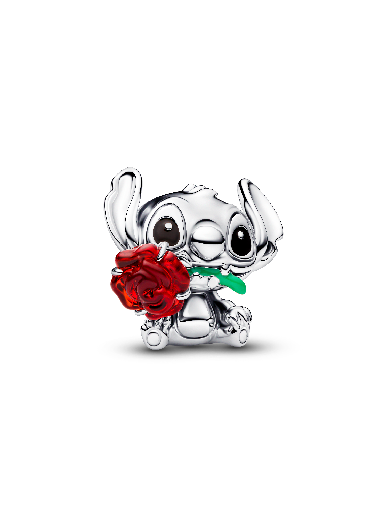 Disney Stitch Rose Murano Glass Charm