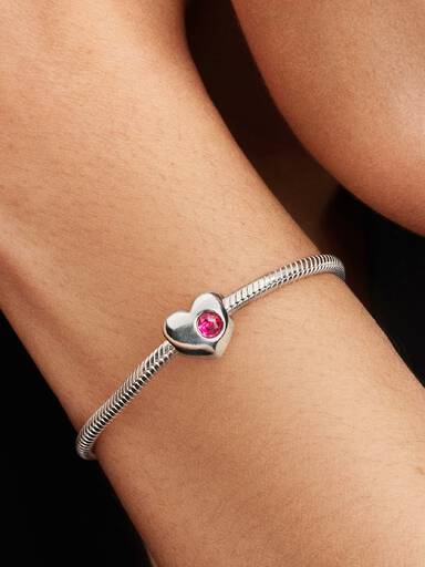 Engravable October Crystal Birthstone Heart Charm