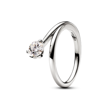 Pandora Nova 14k White Gold Lab-grown Diamond Asymmetric Ring