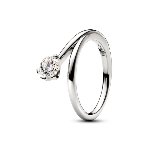 Pandora Nova 14k White Gold Lab-grown Diamond Asymmetric Ring