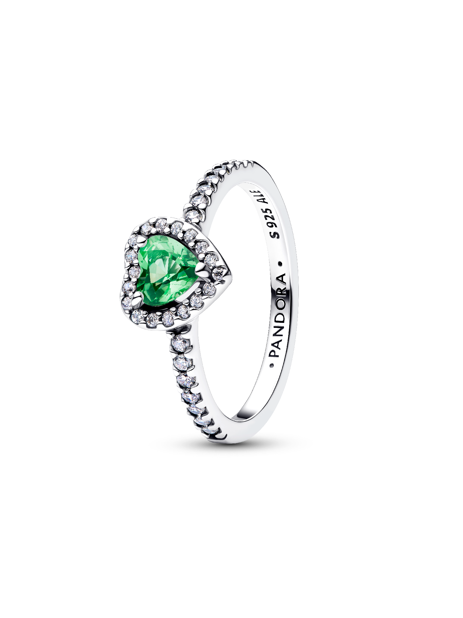 August Crystal Birthstone Elevated Mint Green Heart Ring