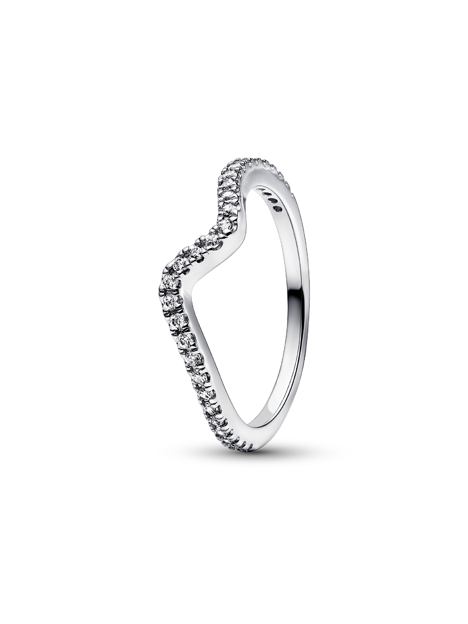 Sparkling Sterling Silver Wave Ring with cubic zirconia