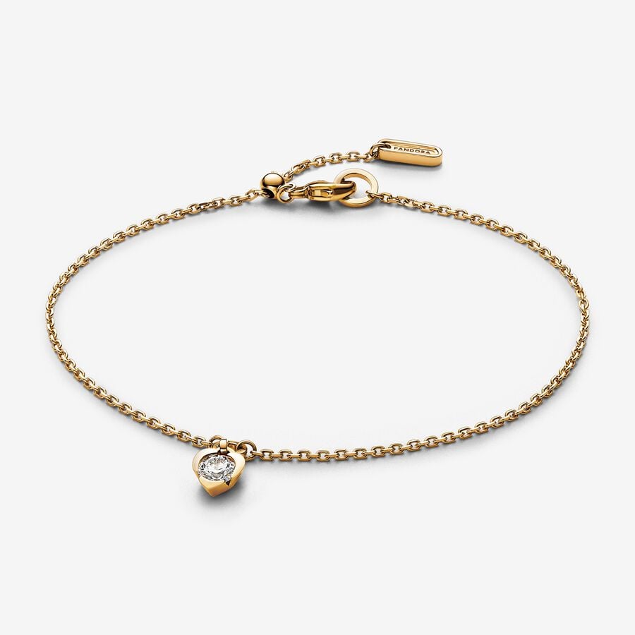 Pandora Talisman 14k Gold Lab-grown Diamond Heart Chain Bracelet image number 0