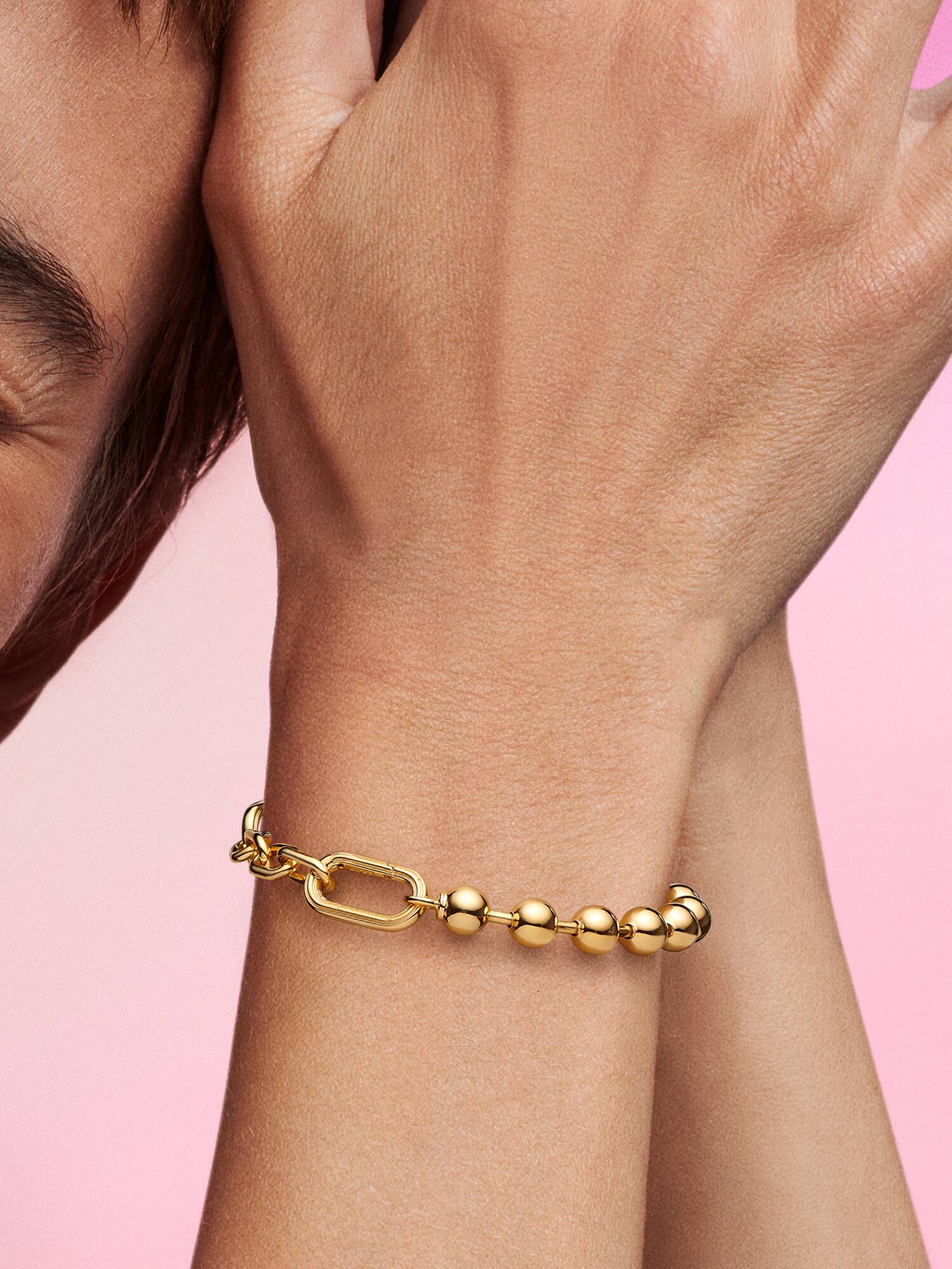 Metal Bead & Link Chain Bracelet