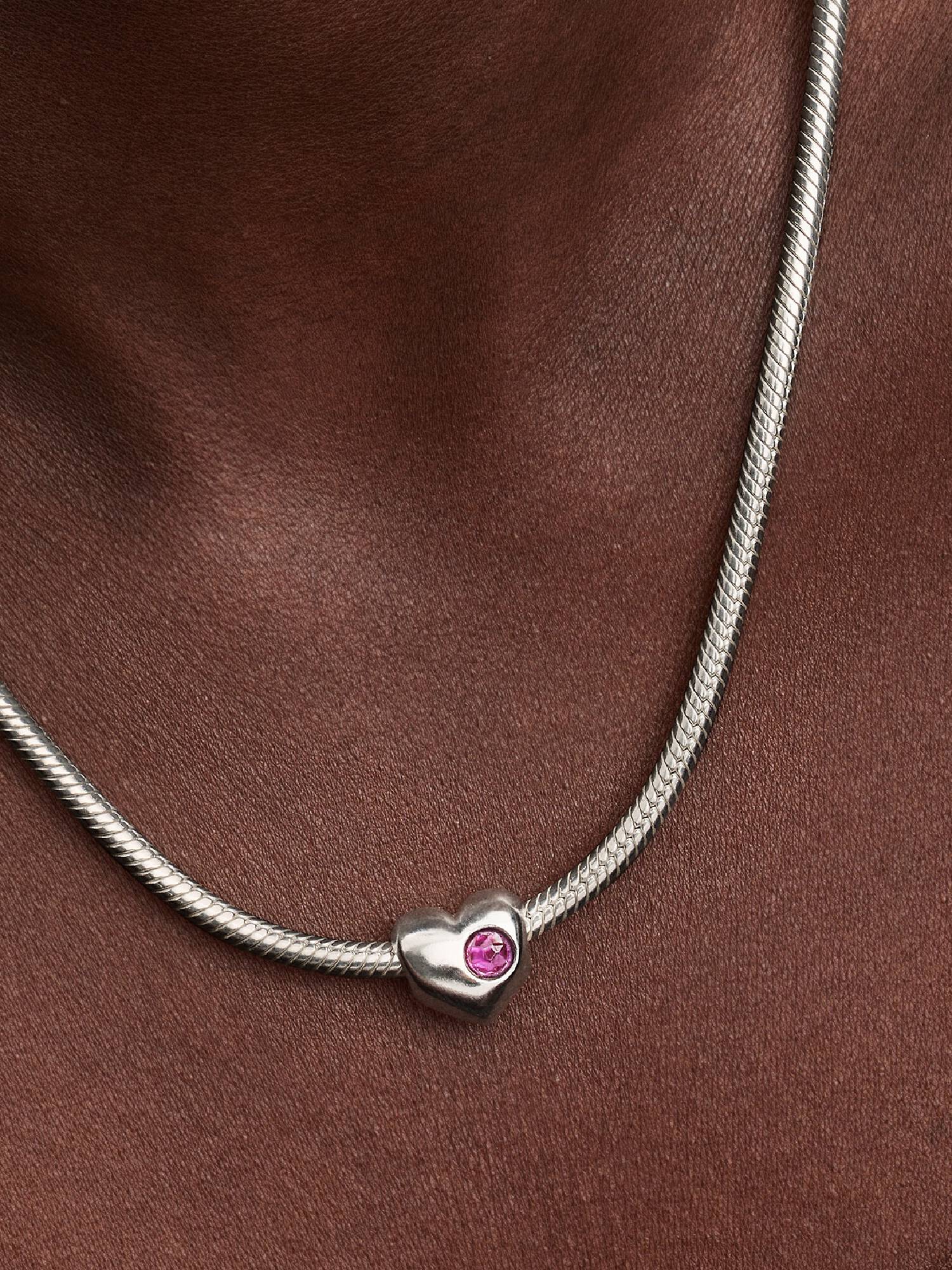 Engravable February Crystal Birthstone Heart Charm