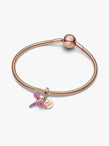 Pink Dragonfly Double Dangle Charm