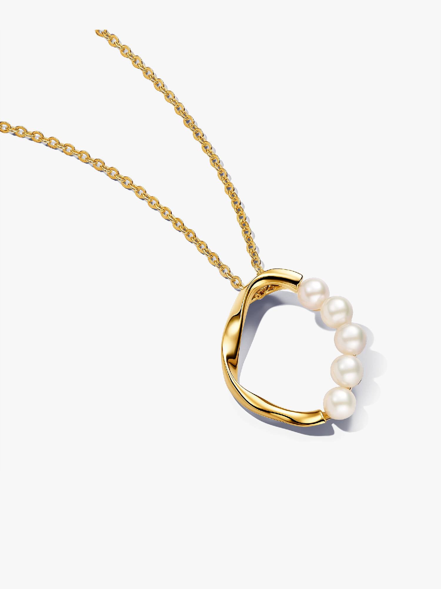 Organically Shaped Circle & Treated Freshwater Cultured Pearls Pendant Necklace