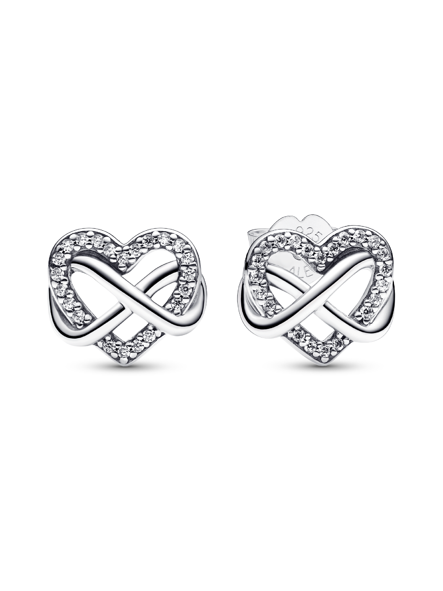 Sparkling Infinity Heart Stud Earrings