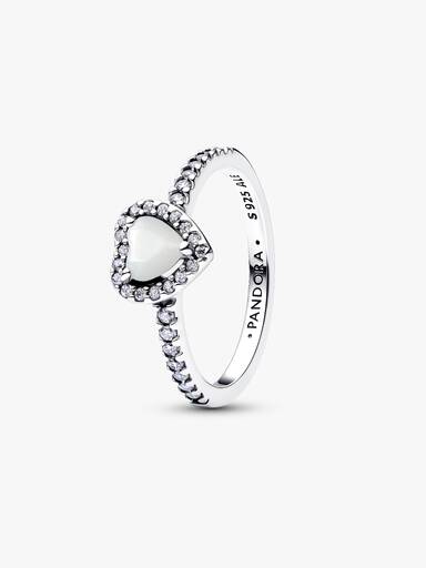 June Crystal Birthstone Elevated White Heart Ring