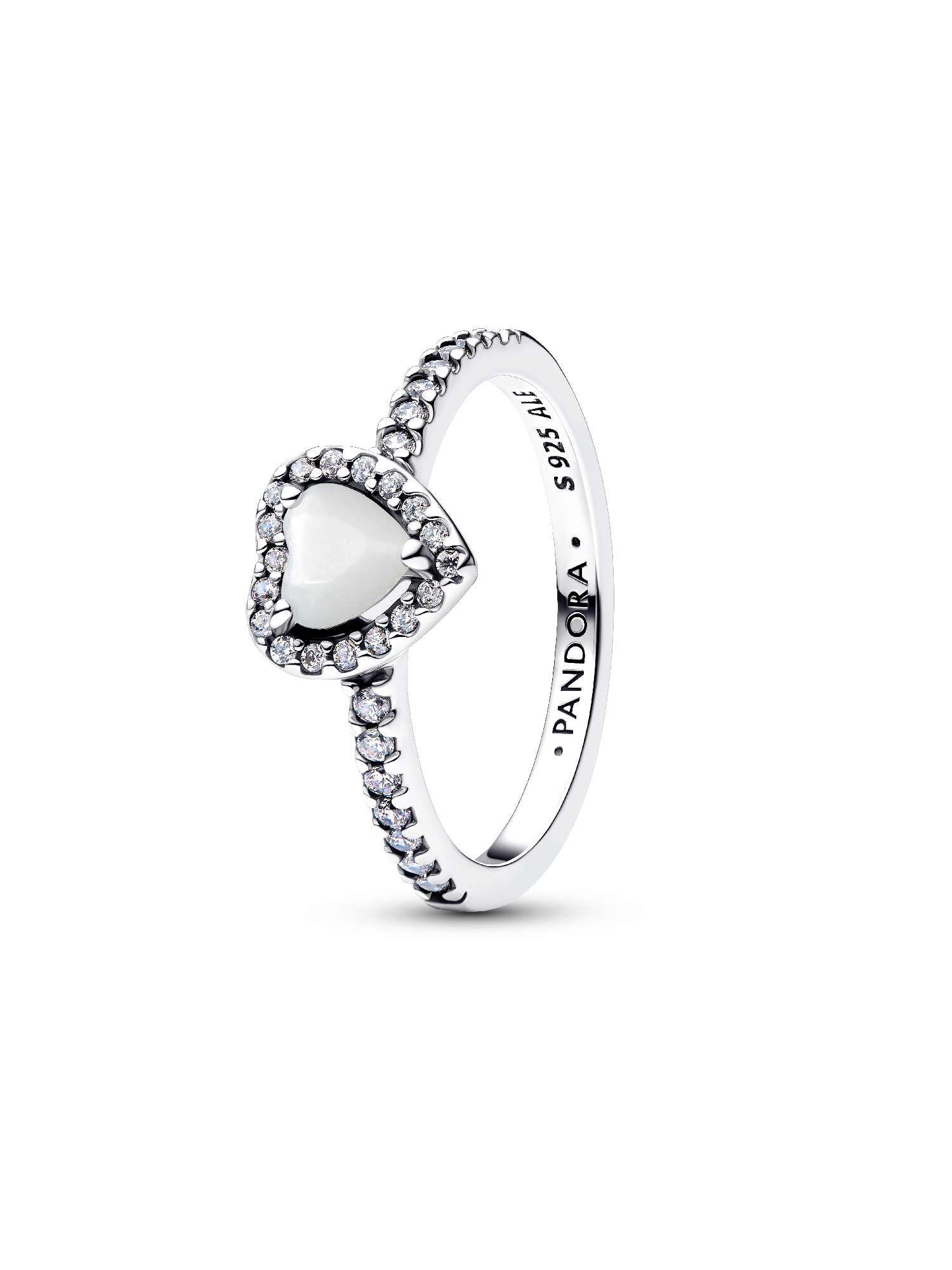 June Crystal Birthstone Elevated White Heart Ring