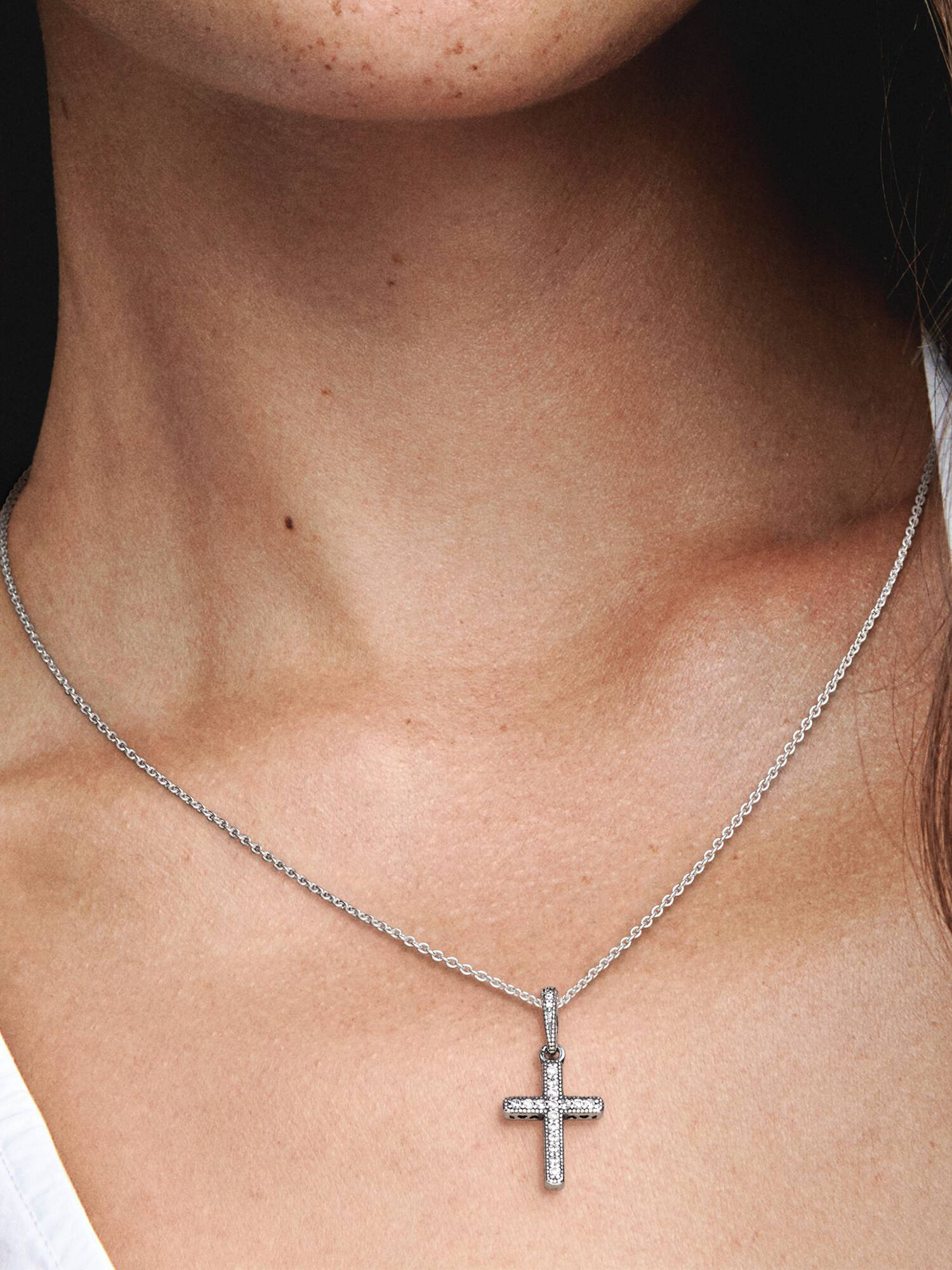 Sparkling Sterling Silver Cross Pendant
