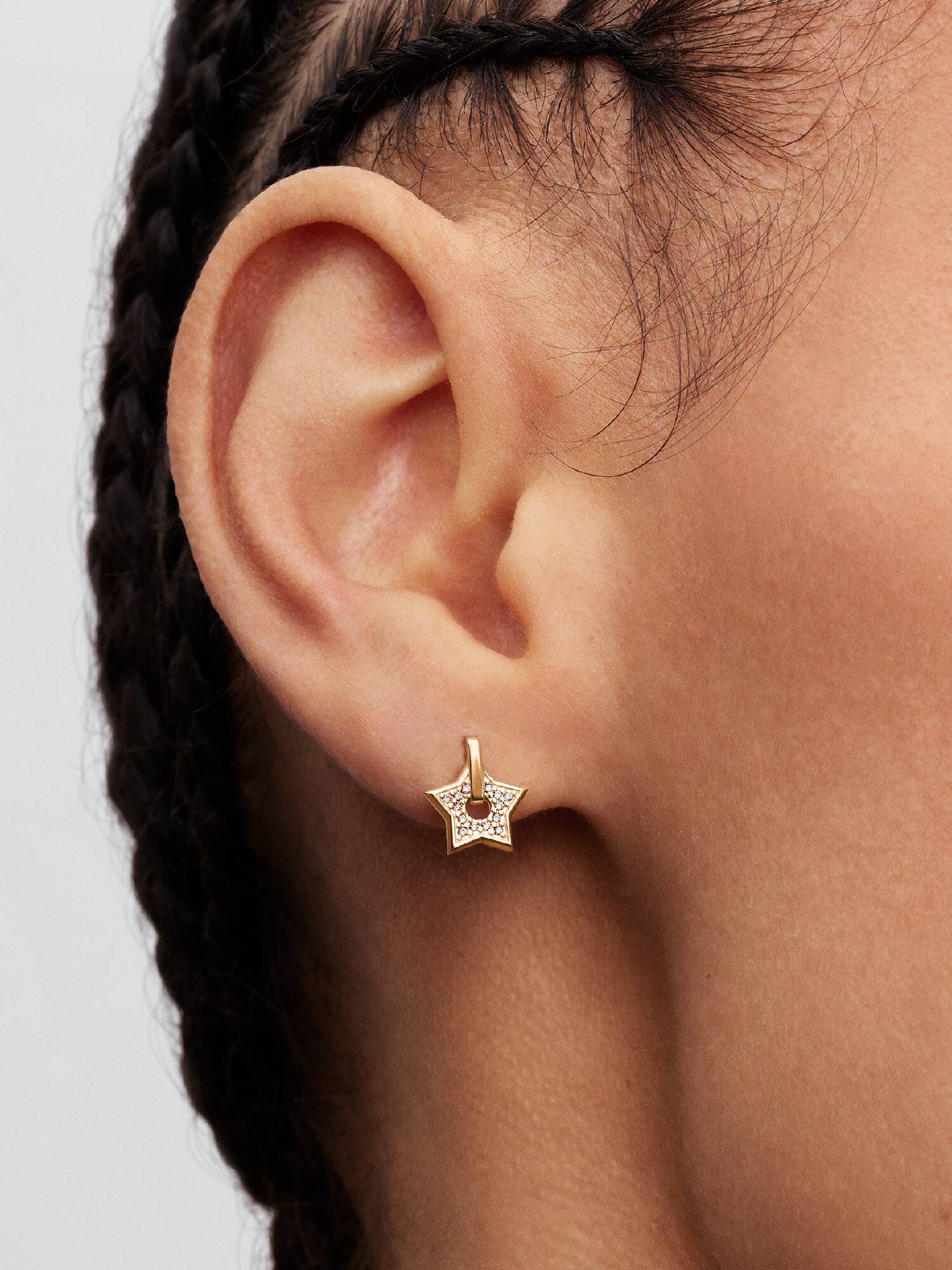 Gold Lab-grown Diamond Pavé Star Stud Earrings
