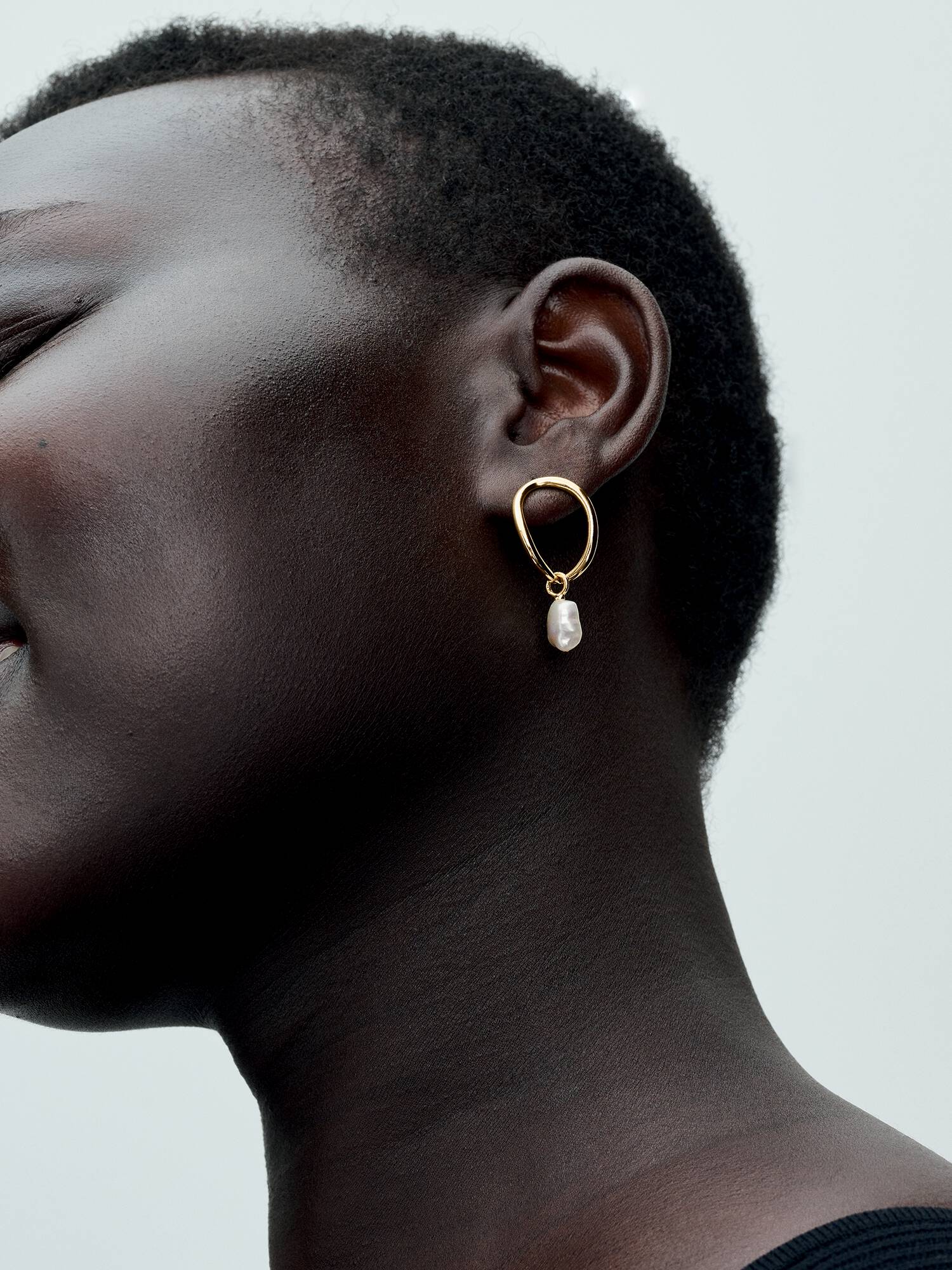 Organically Shaped Circle & Baroque Treated Freshwater Cultured Pearl Earrings