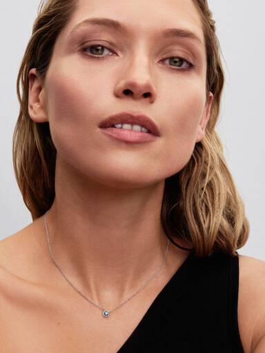 Round Pavé Halo Collier Necklace
