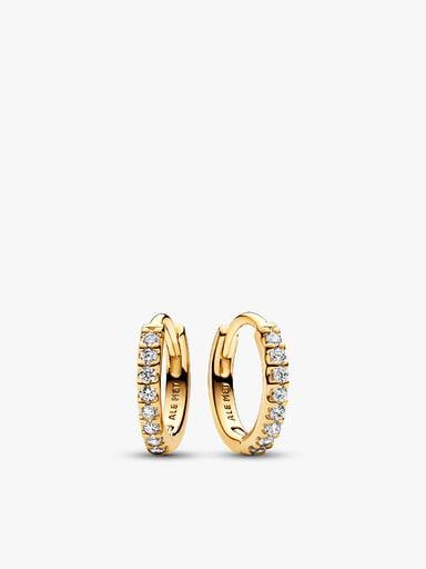 14K Gold Sparkling Hoop Earrings Set