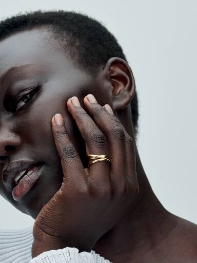 Organically Shaped Triple Band Open Ring