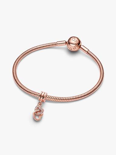 Hearts 14k rose gold-plated dangle with clear cubic zirconia