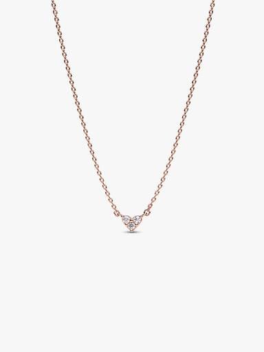 Heart 14k rose gold-plated collier with clear cubic zirconia