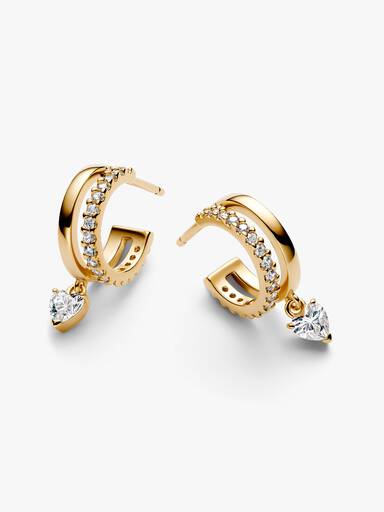 Dangling Heart Hoop Earrings
