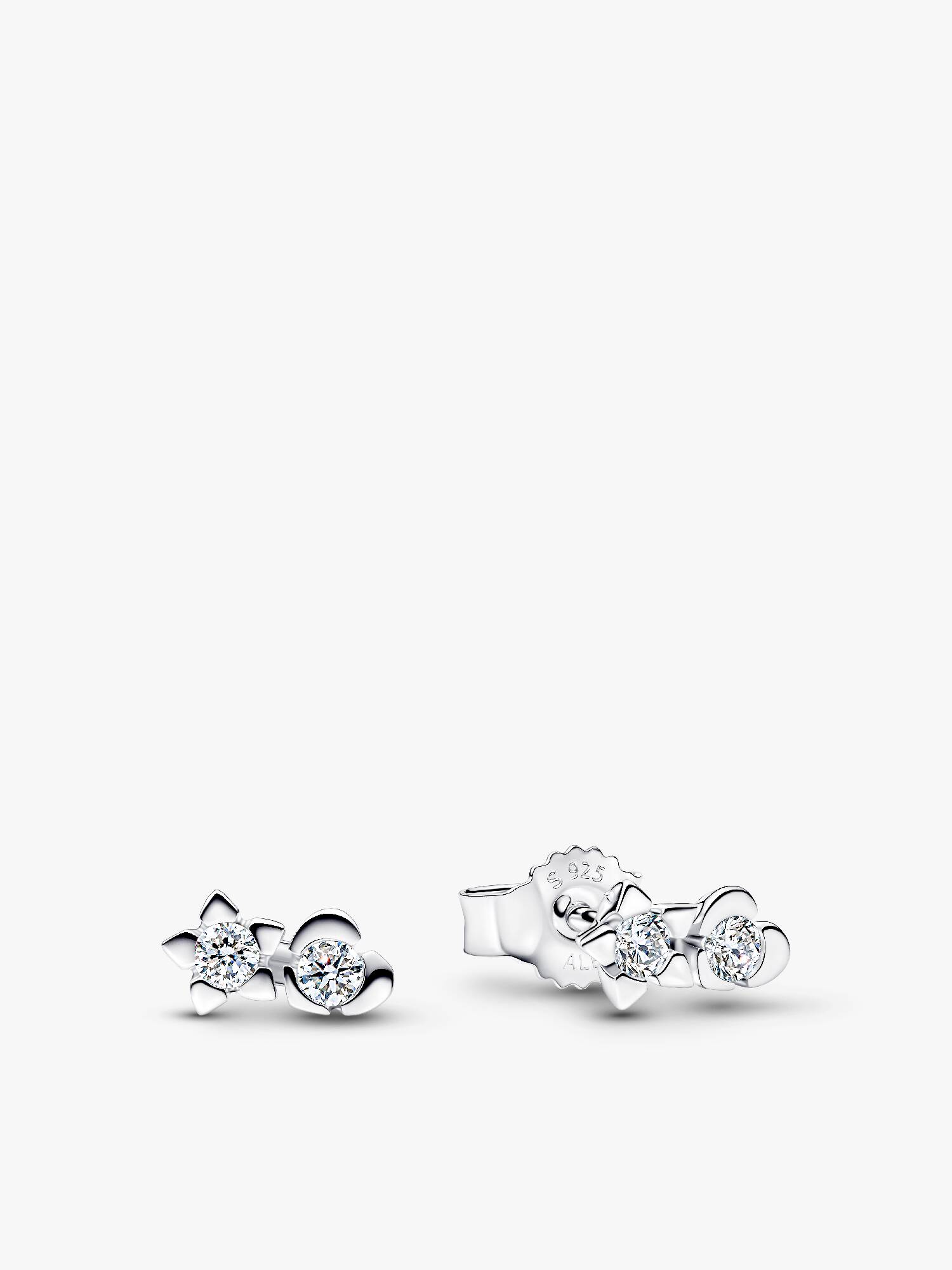 Sterling Silver Lab-Grown Diamond Heart & Star Stud Earrings