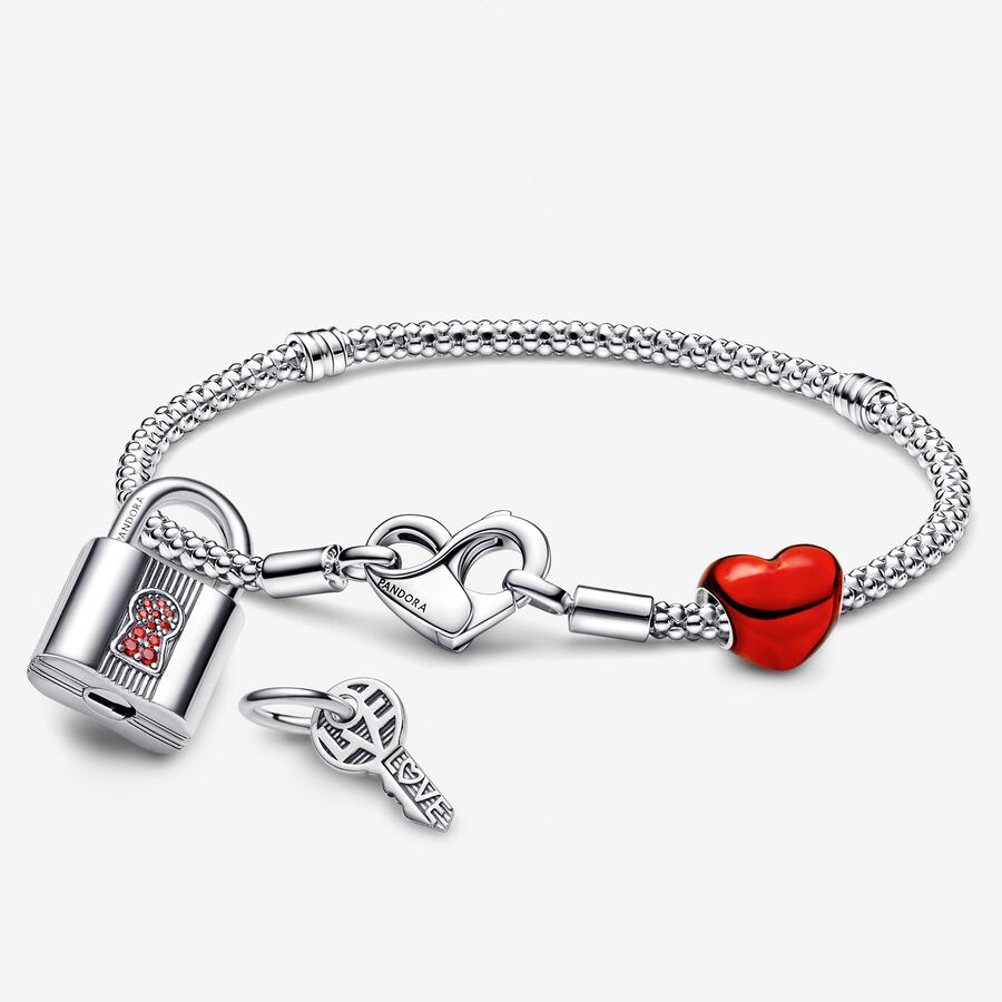 Padlock & Heart Charm and Bracelet Set image number 0