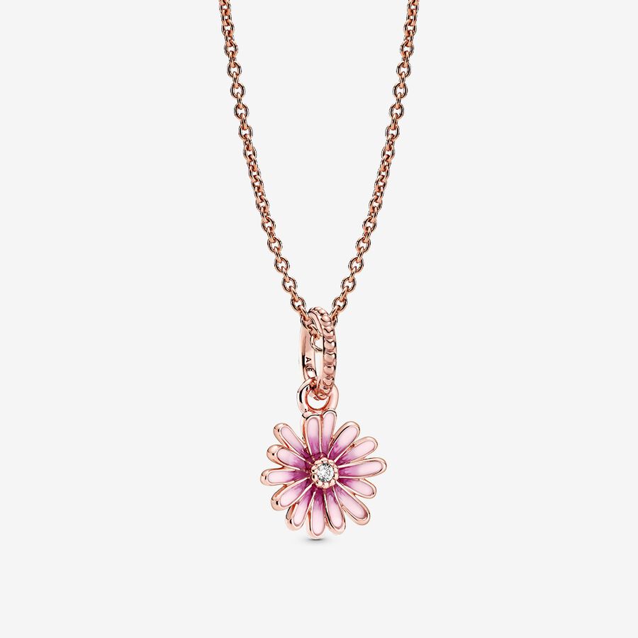 Pink Daisy Necklace Set image number 0