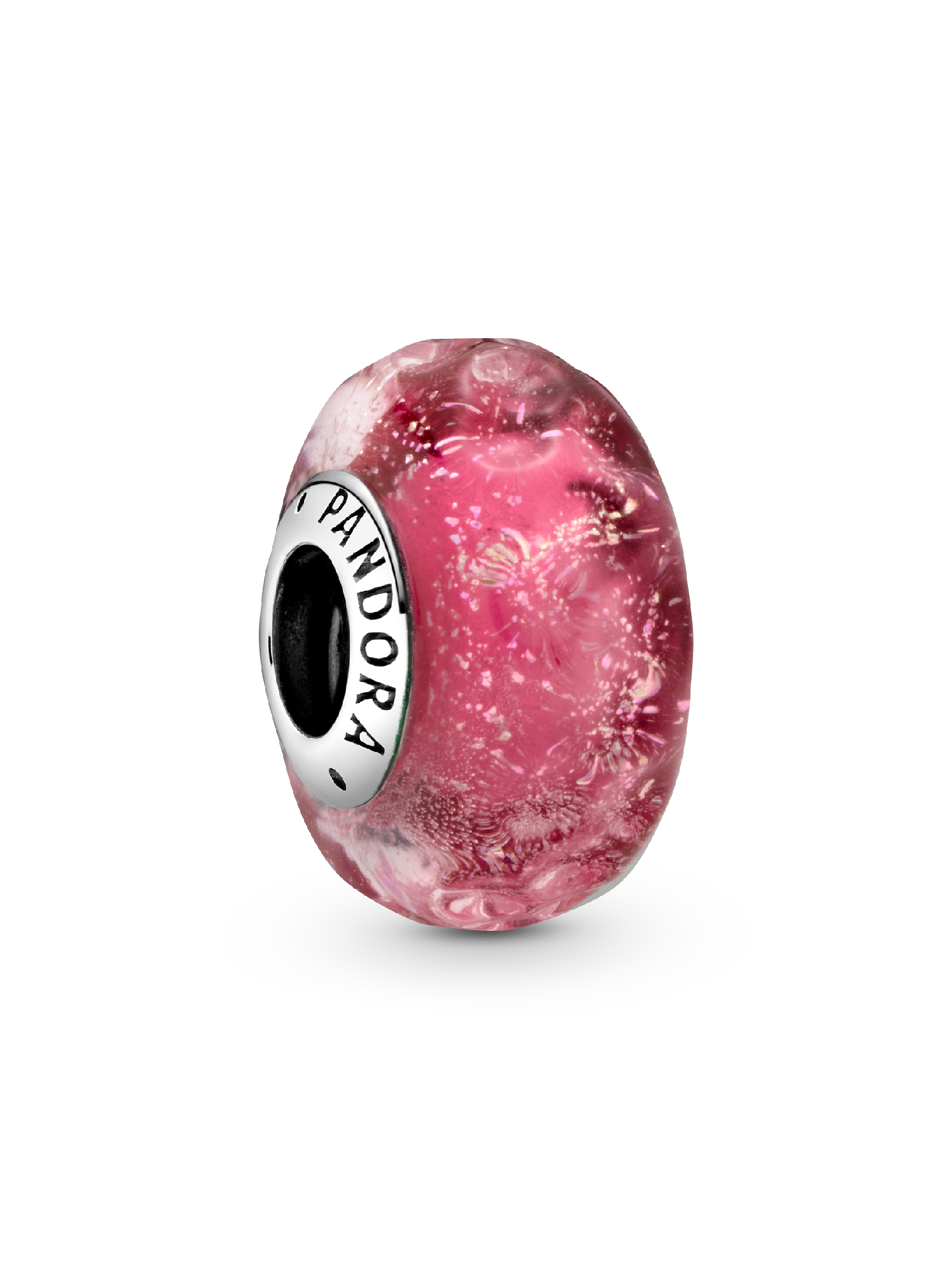 Wavy Fancy Pink Murano Glass Charm