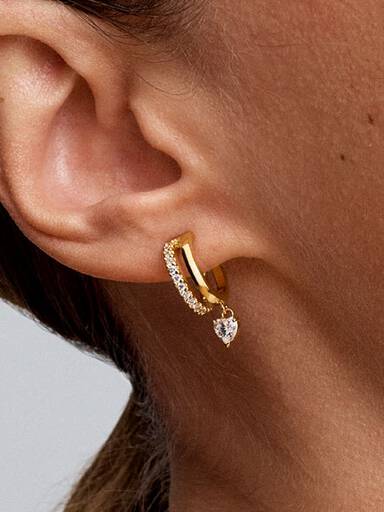 Dangling Heart Hoop Earrings