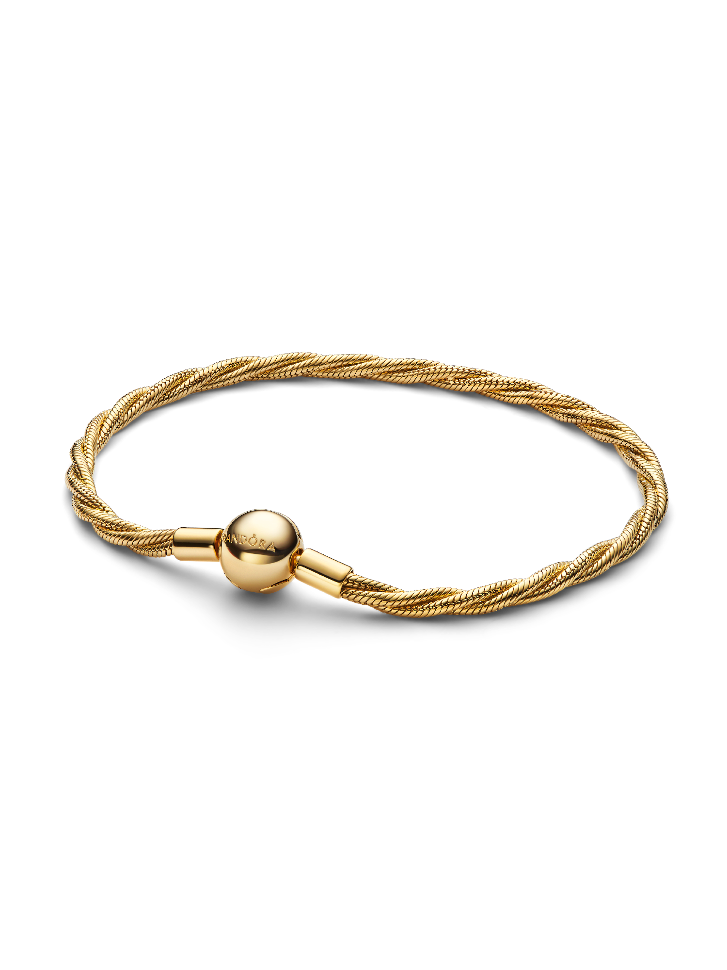 Round Pandora Clasp Twisted Snake Chain Bracelet