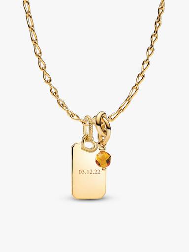 November Crystal Birthstone Engravable Necklace Set