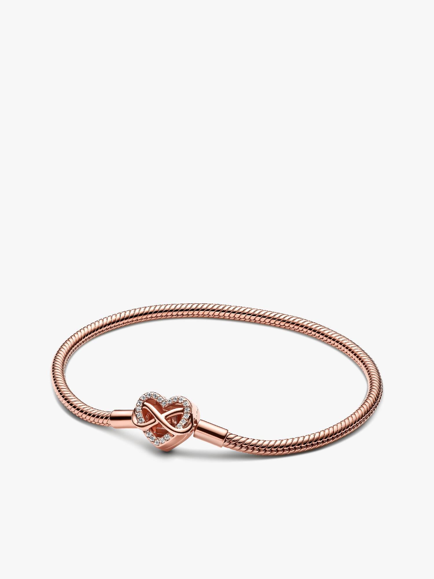 14k rose gold-plated snake chain bracelet with clear cubic zirconia