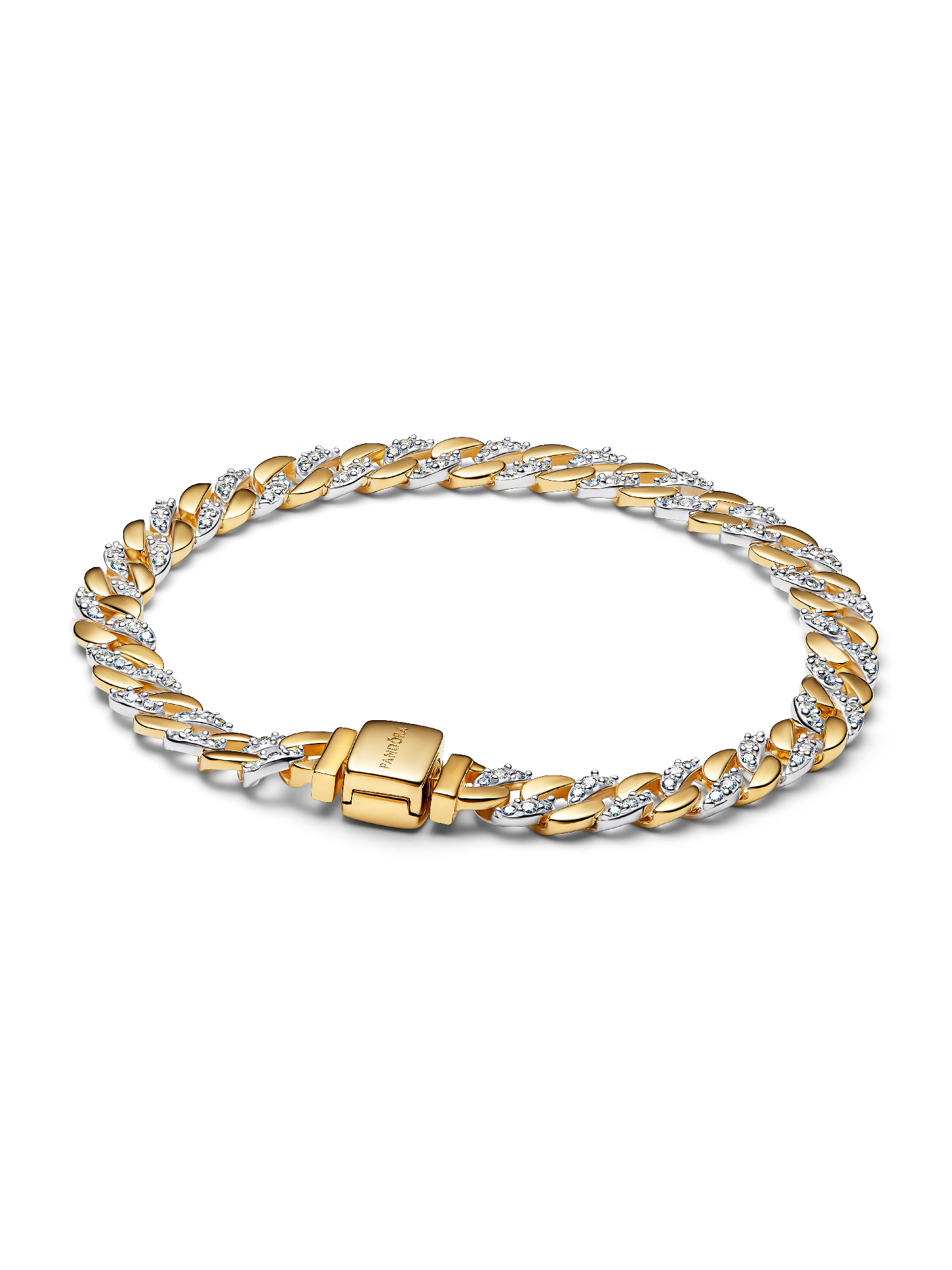Two-tone Pavé Cuban Chain Bracelet