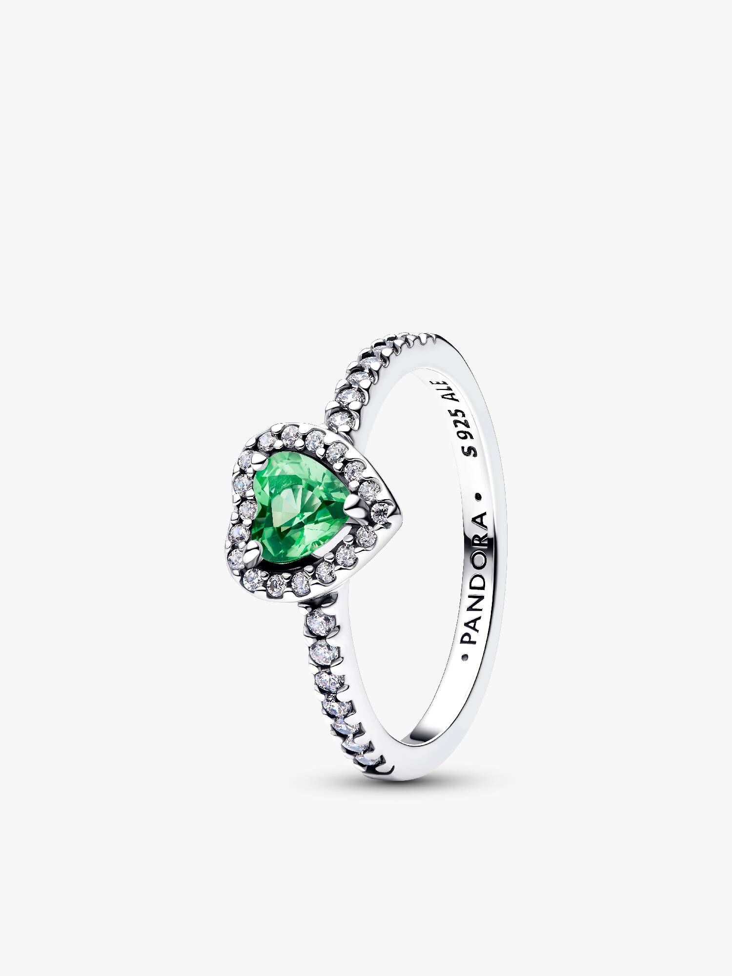 August Crystal Birthstone Elevated Mint Green Heart Ring