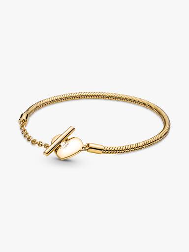Heart T-Bar Snake Chain Bracelet