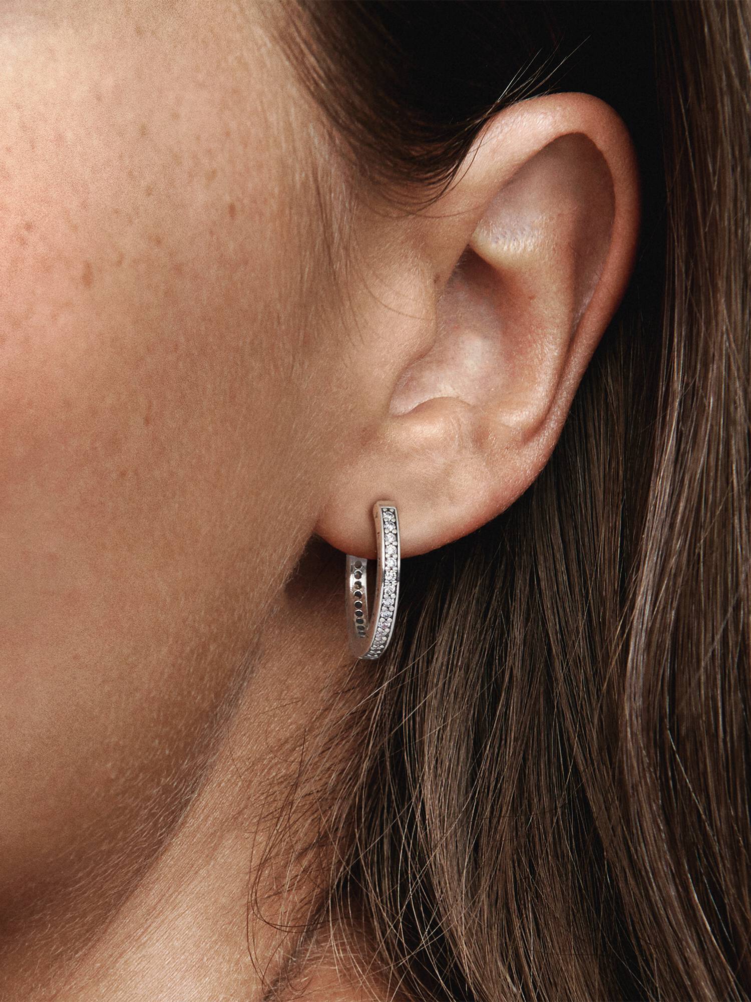 Sparkle & Pandora Logo Hoop Earrings