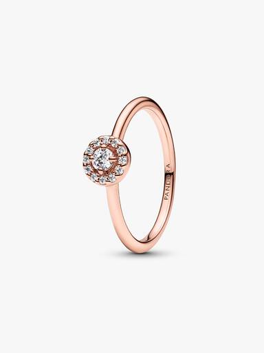 14k rose gold-plated ring with clear cubic zirconia