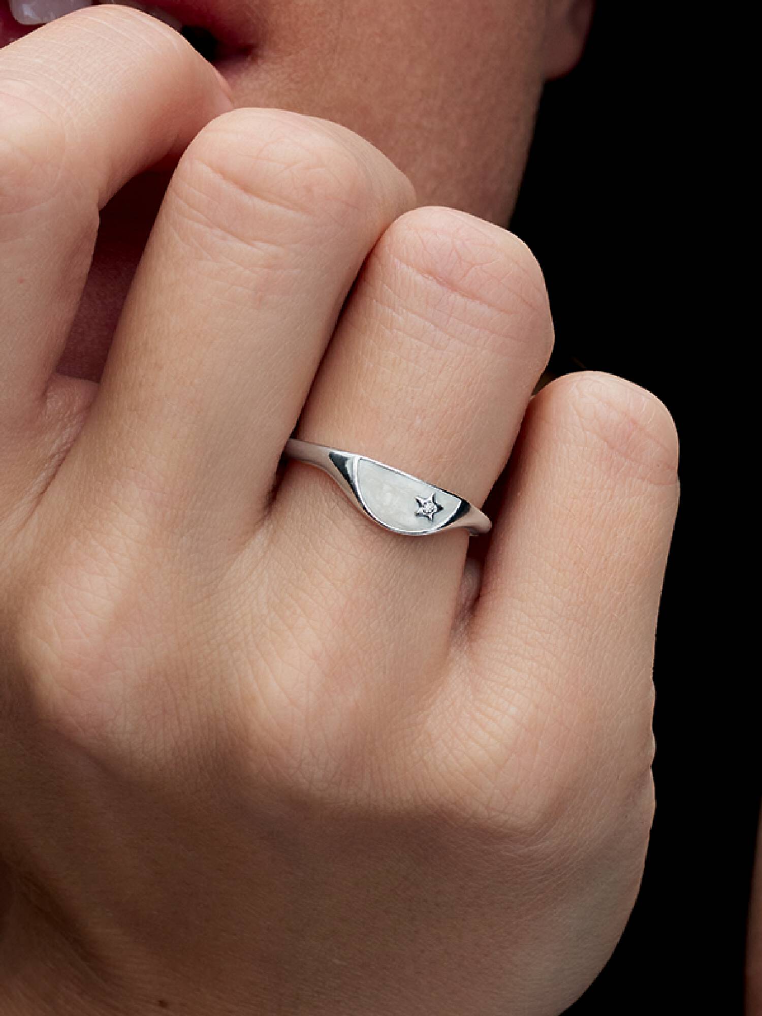 Halved Enamel Signet Ring
