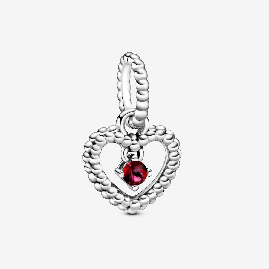 July Passionate Red Heart Hanging Charm with Man-Made Red Crystal image number 0