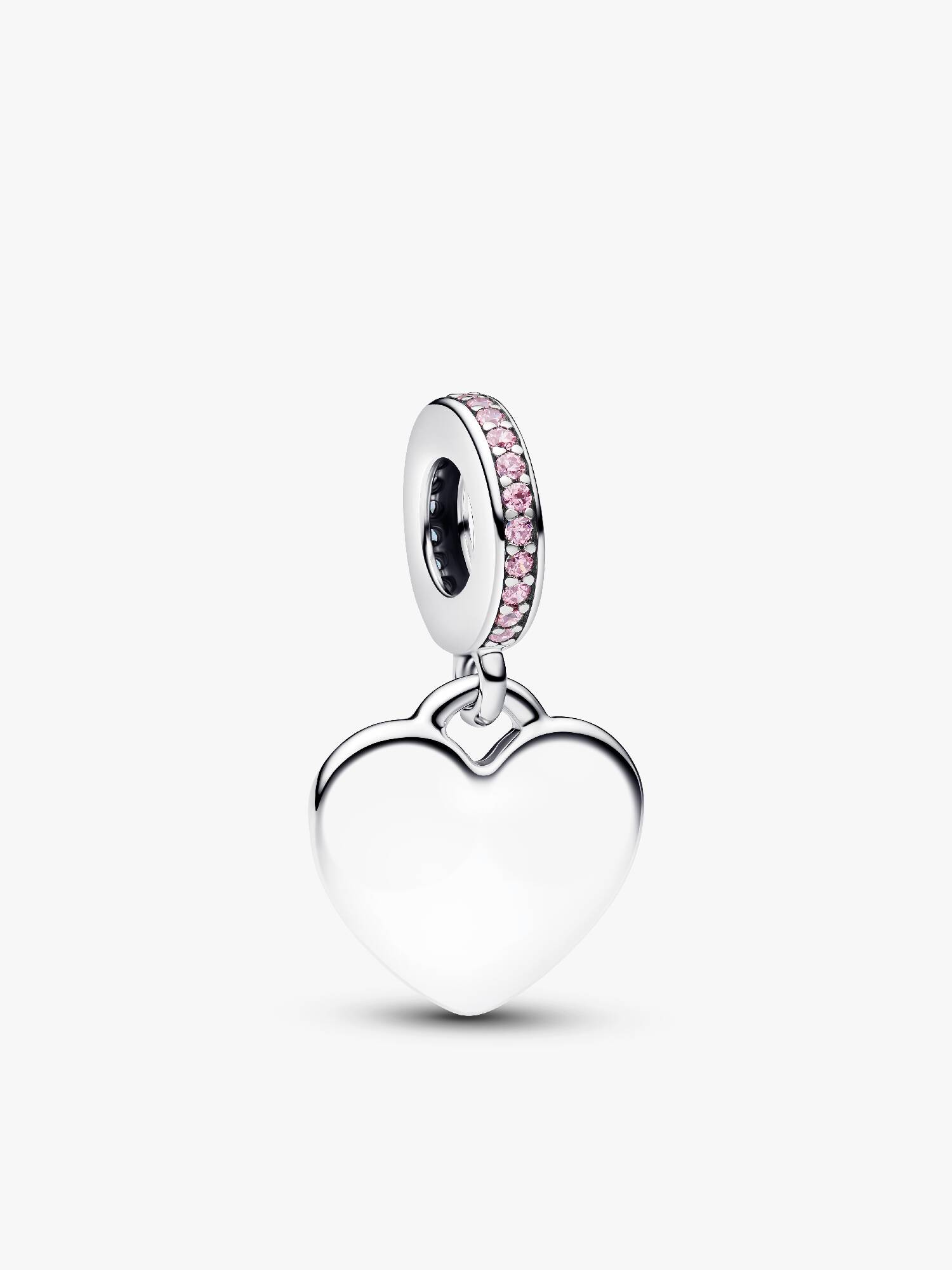 Engravable Heart Pink Stone Dangle Charm