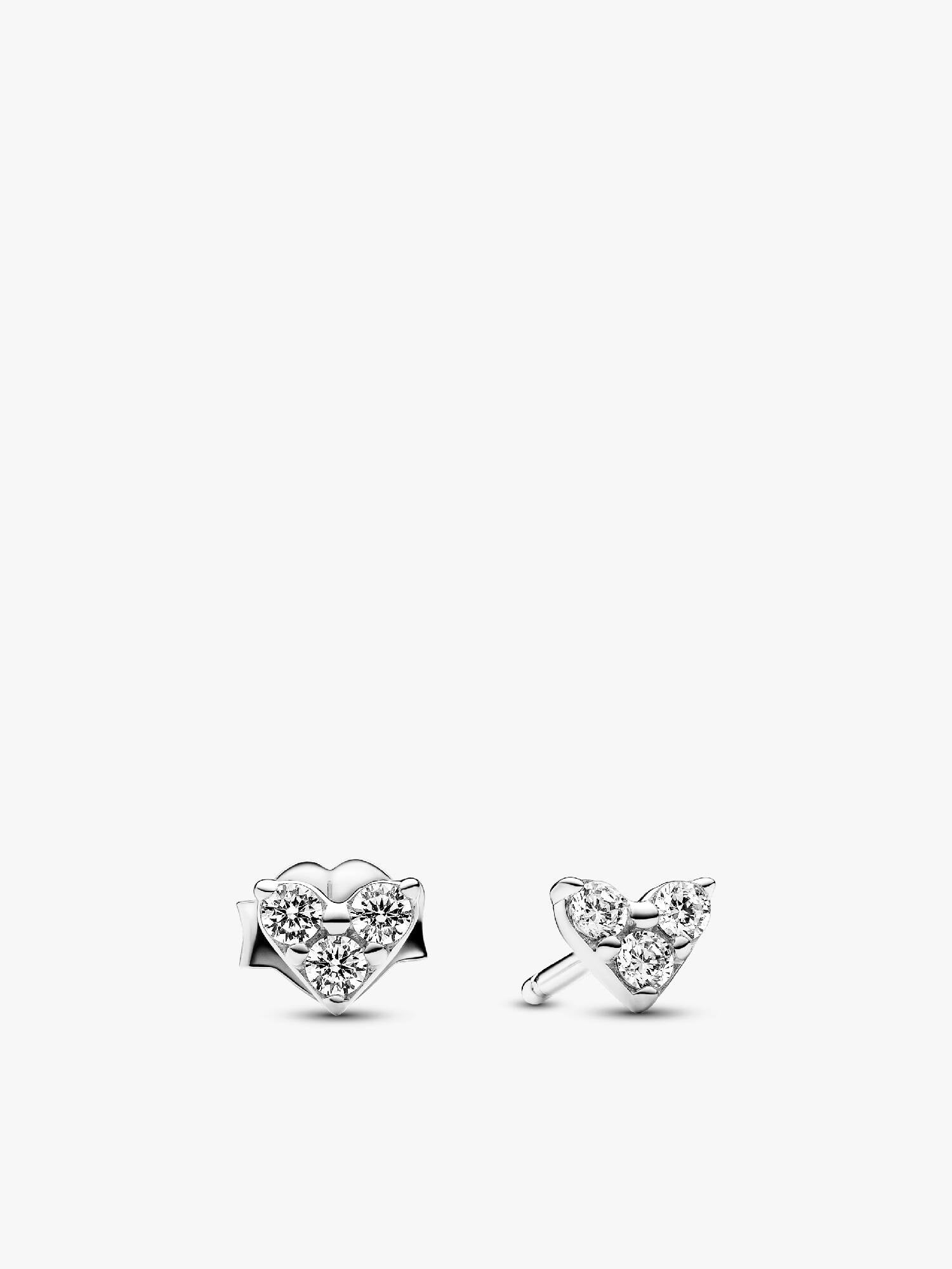 Triple Stone Heart Stud Earrings