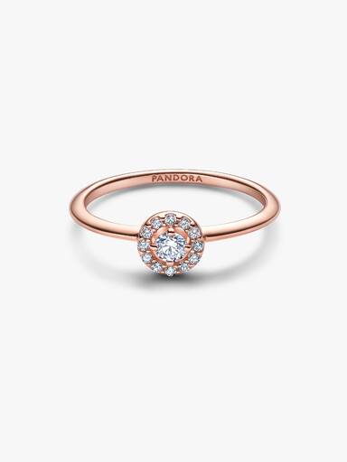 14k rose gold-plated ring with clear cubic zirconia