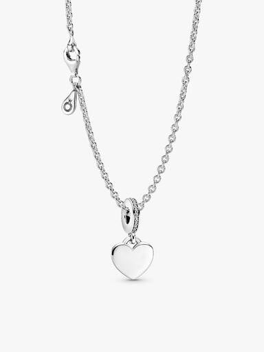Engravable Heart Tag Dangle Charm Necklace Set