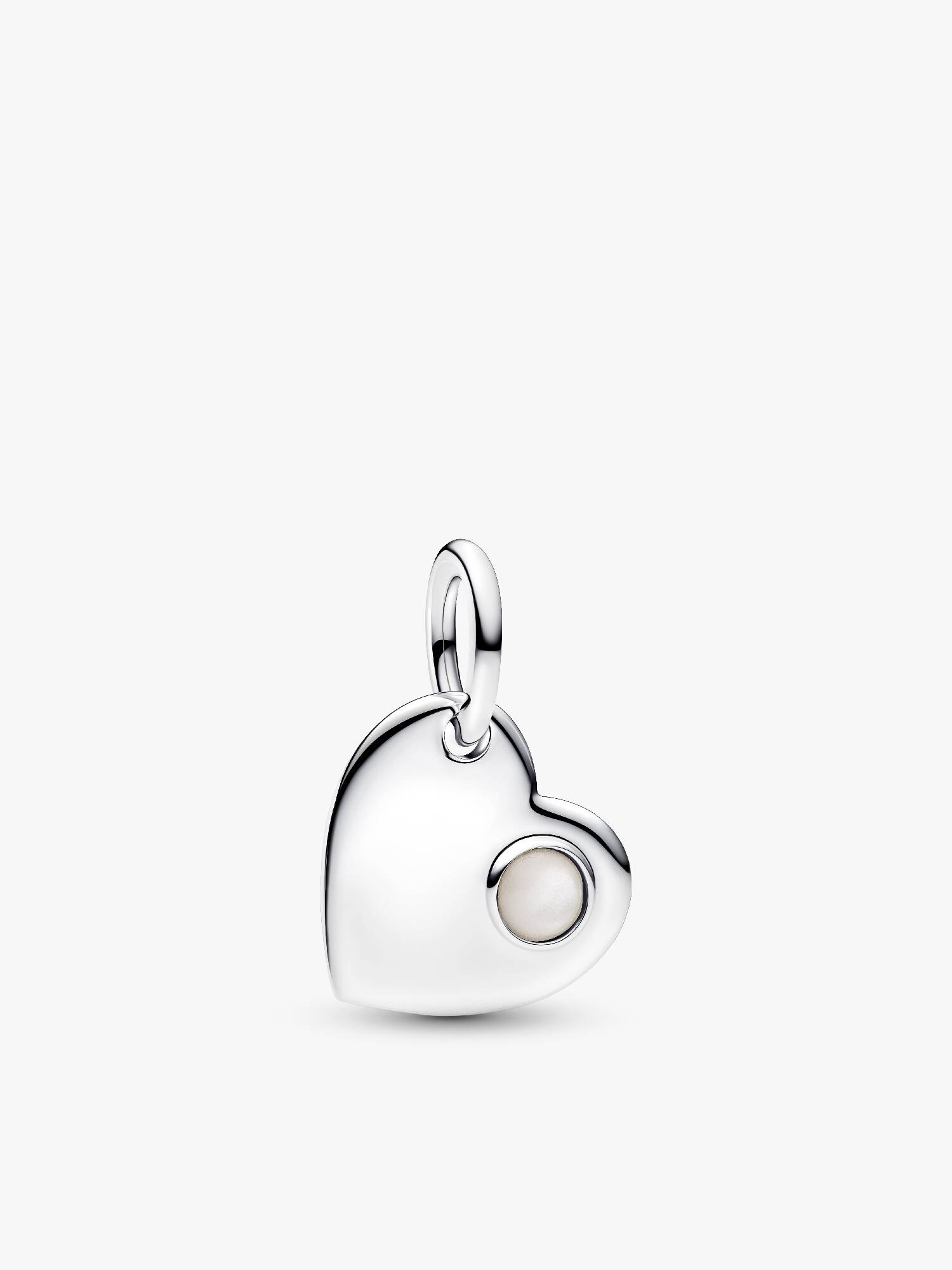 June Engravable Heart White Stone Dangle Charm